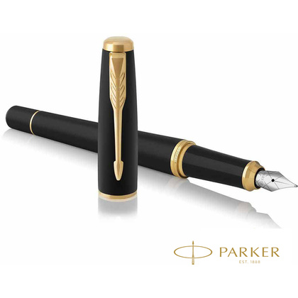Ручка перьевая "Parker Urban Muted Black GT", F, черный, золотистый, патрон синий