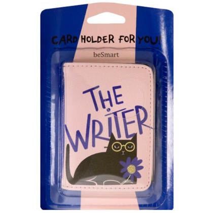 Обложка для проездного билета "Writer кот", розовый - 2