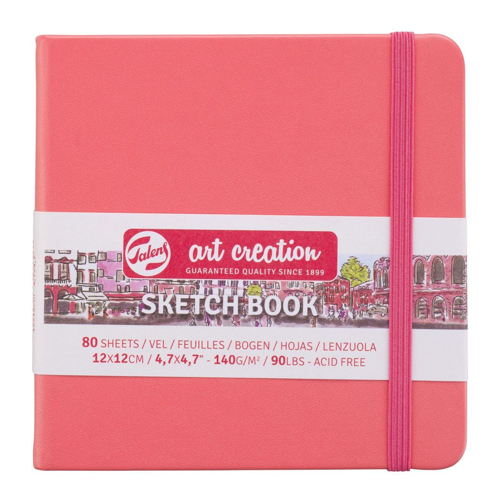 Скетчбук "ArtCreation", 12x12 см, 140 г/м2, 80 листов, коралловый