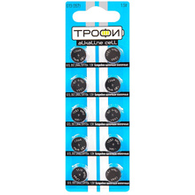 Батарейки алкалиновые дисковые Трофи "LR44/LR1154/357", 10 шт.