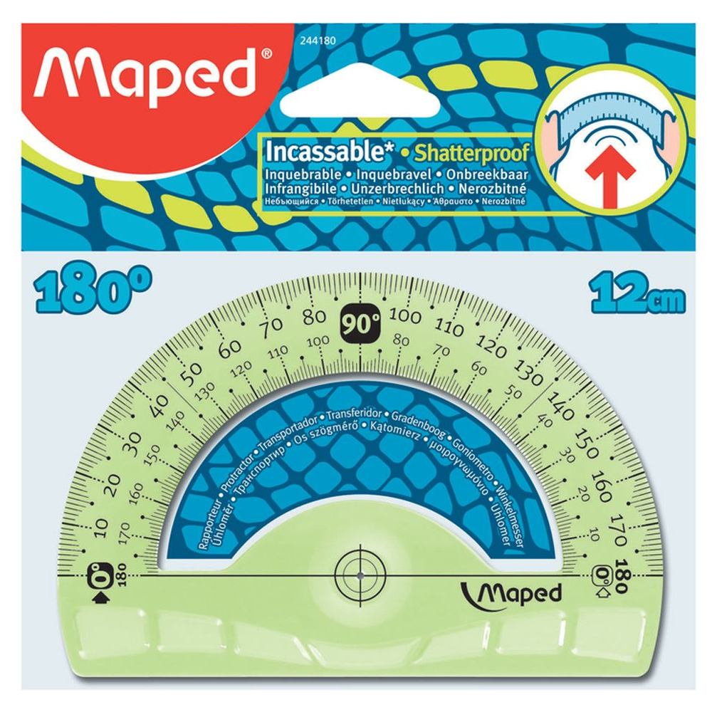 Транспортир Maped "Flex" 180°, 12 см, ассорти - 3