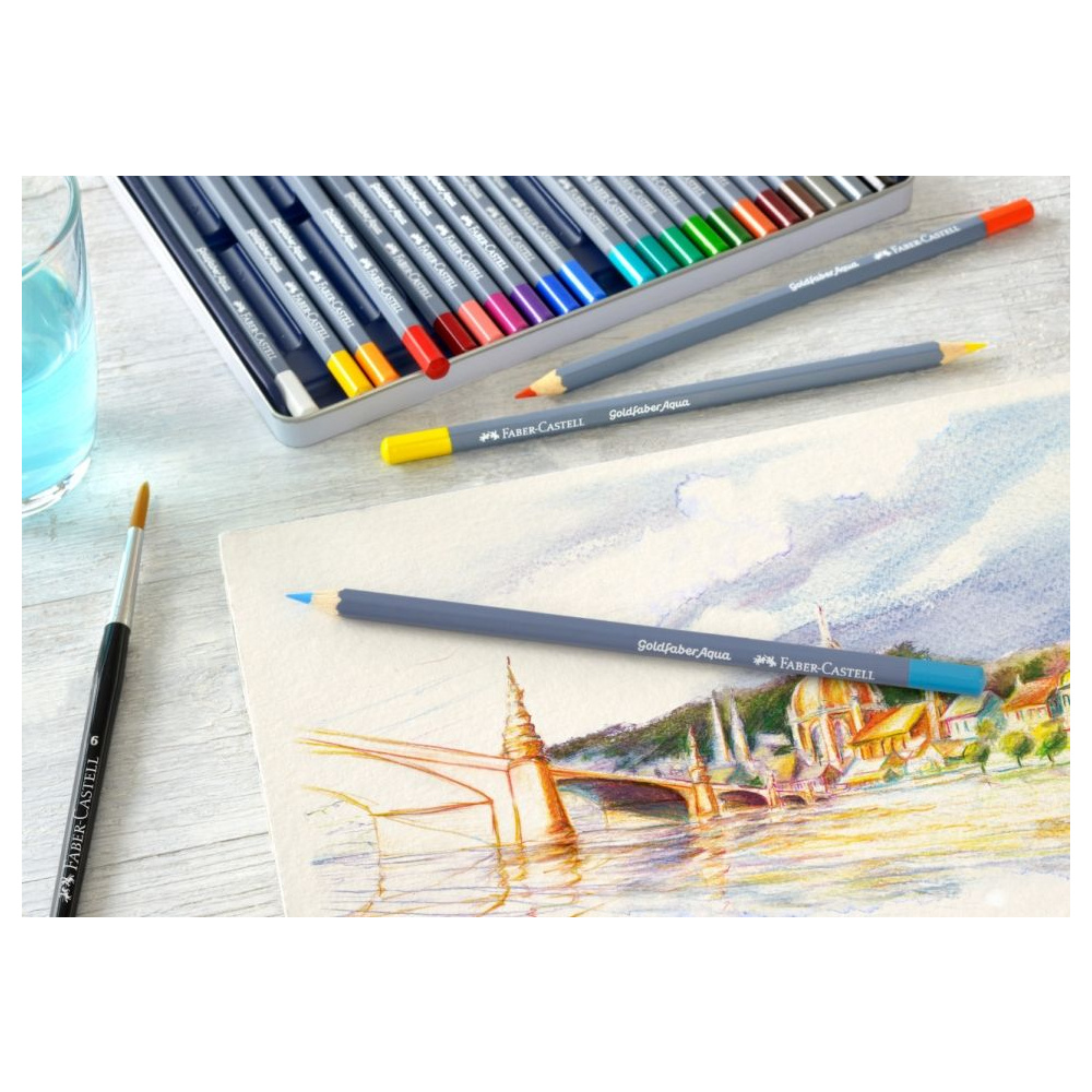 Карандаши цветные акварельные "Goldfaber Aqua", 24 цвета, металлическая упаковка - 5