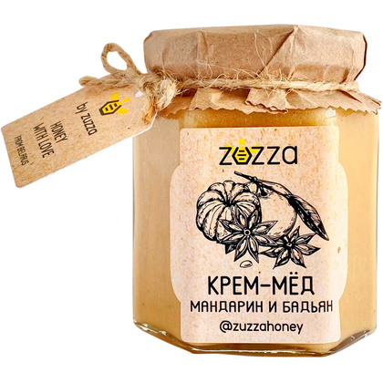 Мед-крем "Zuzza", мандарин, бадьян, 240 г