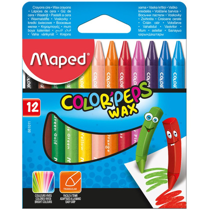 Мелки восковые Maped "Wax Crayons", 12 цветов, ассорти
