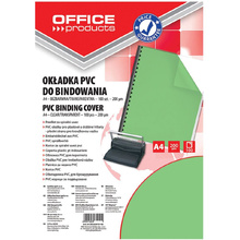 Обложка для переплета "Office Products", A4, пластик, 200 мкм, 100 шт., прозрачный, зеленый