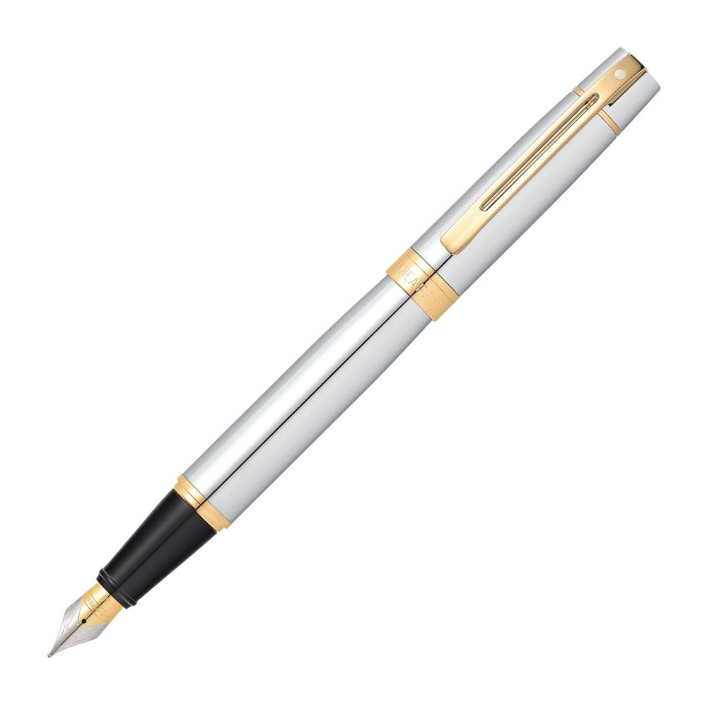 Ручка перьевая "Sheaffer 300 Chrome", M, серебристый, золотистый, патрон черный, синий
