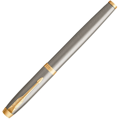 Ручка перьевая "Parker IM Brushed Metal GT", F, серебристый, золотистый, патрон черный - 2