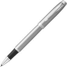 Ручка-роллер "Parker IM Essential Brushed Metal CT", 0.5 мм, черный, серебристый, стерж. черный