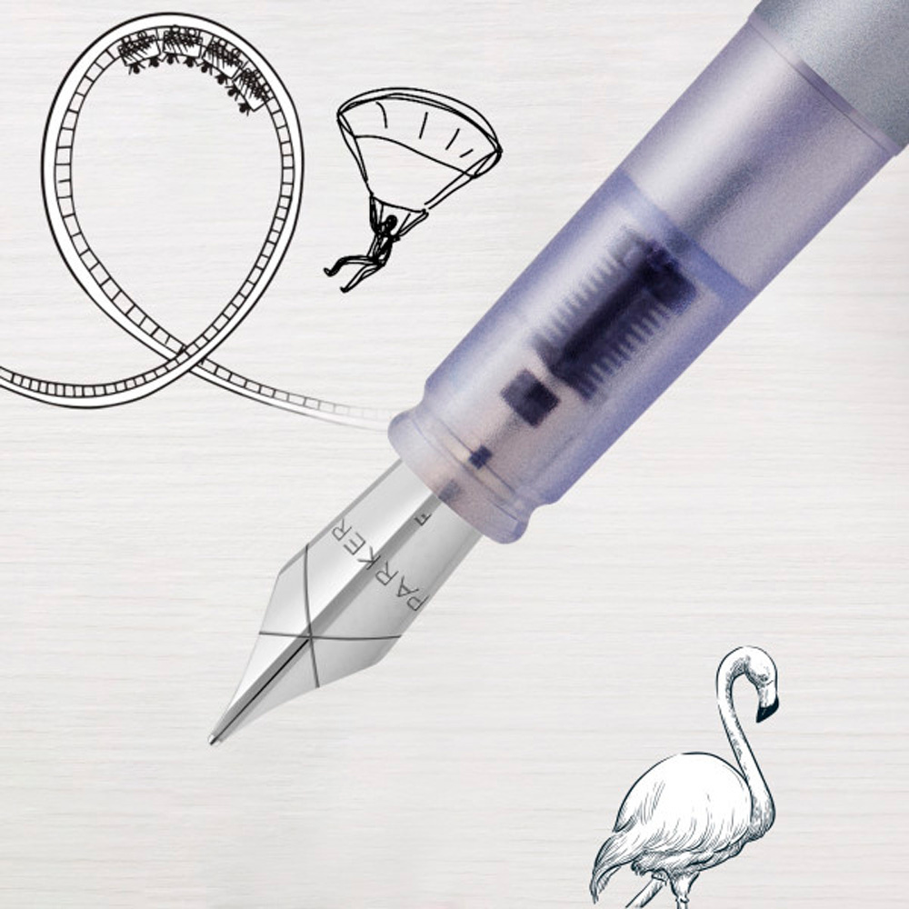 Ручка перьевая Parker "Vector XL Silver Blue", M, серебристый, патрон синий - 4