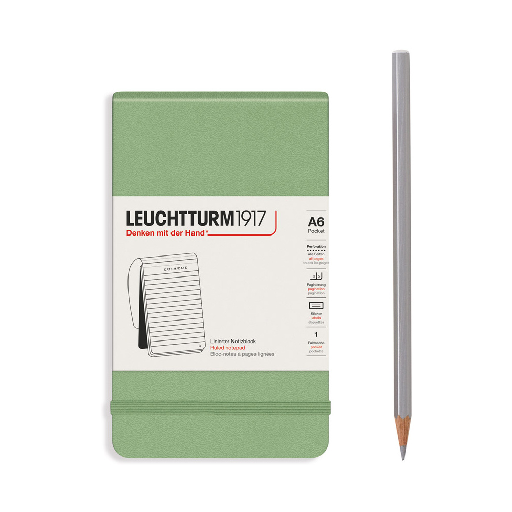Блокнот "Leuchtturm1917. Portrait Pocket", А6, 94 листа, линейка, шалфей