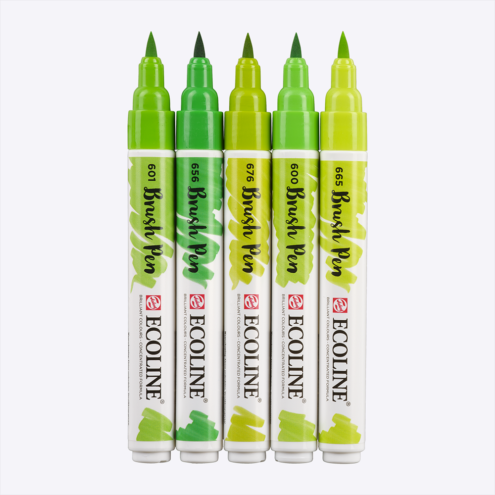 Набор акварельных маркеров "Ecoline", 5 шт., зеленые - 3