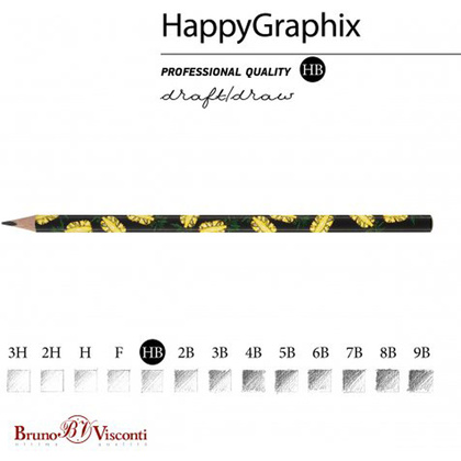 Карандаш чернографитный "HappyGraphix. Ананас", HВ, без ластика, черный, желтый  - 2