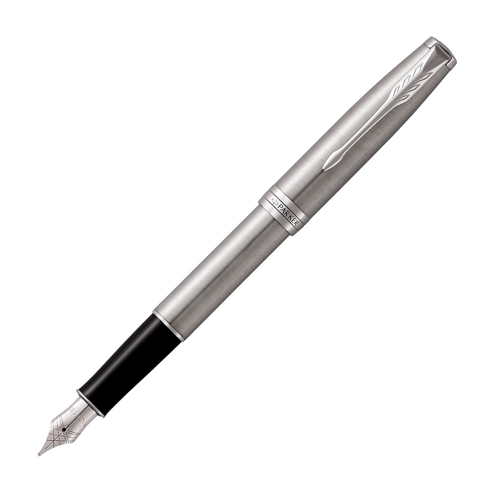 Ручка перьевая Parker "Sonnet Core Stainless Steel CT", F, серебристый, патрон черный