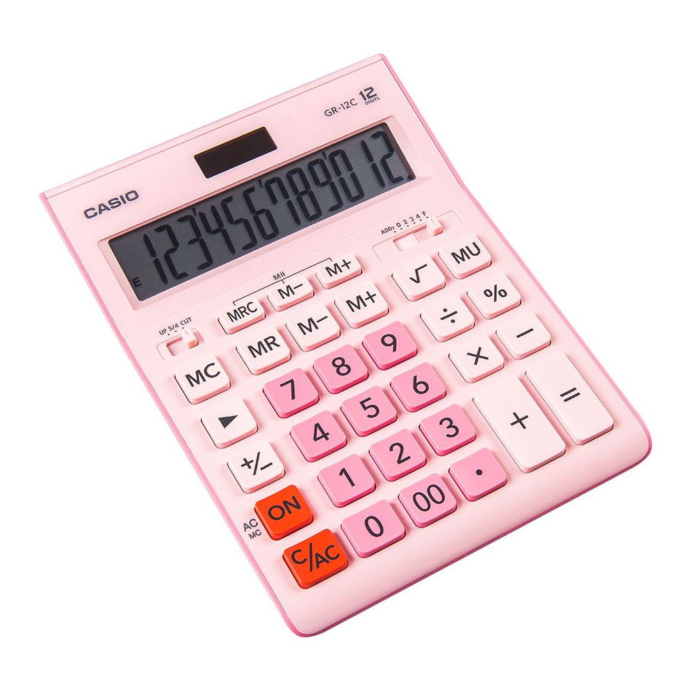 Калькулятор настольный Casio "GR-12", 12-разрядный, розовый