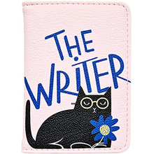 Обложка для проездного билета "Writer кот", розовый
