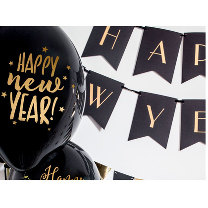 Шар воздушный "Happy New Year", 6 шт, черный - 2