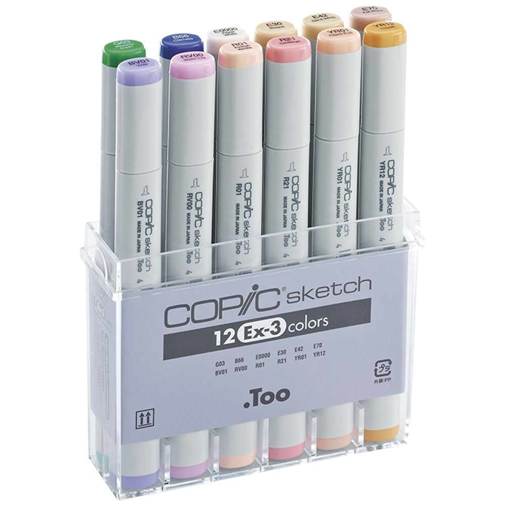 Набор маркеров перманентных "Copic Sketch" EX-3, 12 цветов