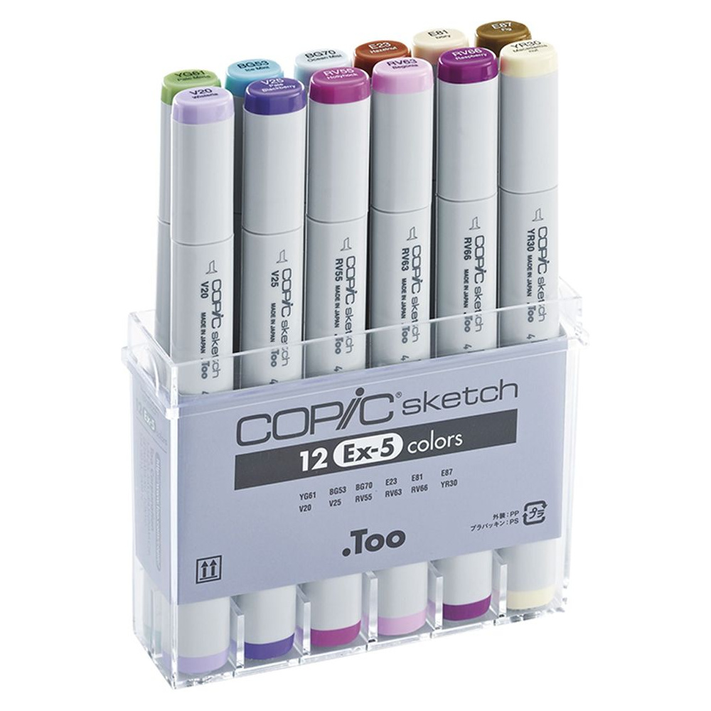 Набор маркеров перманентных "Copic Sketch" EX-5, 12 цветов