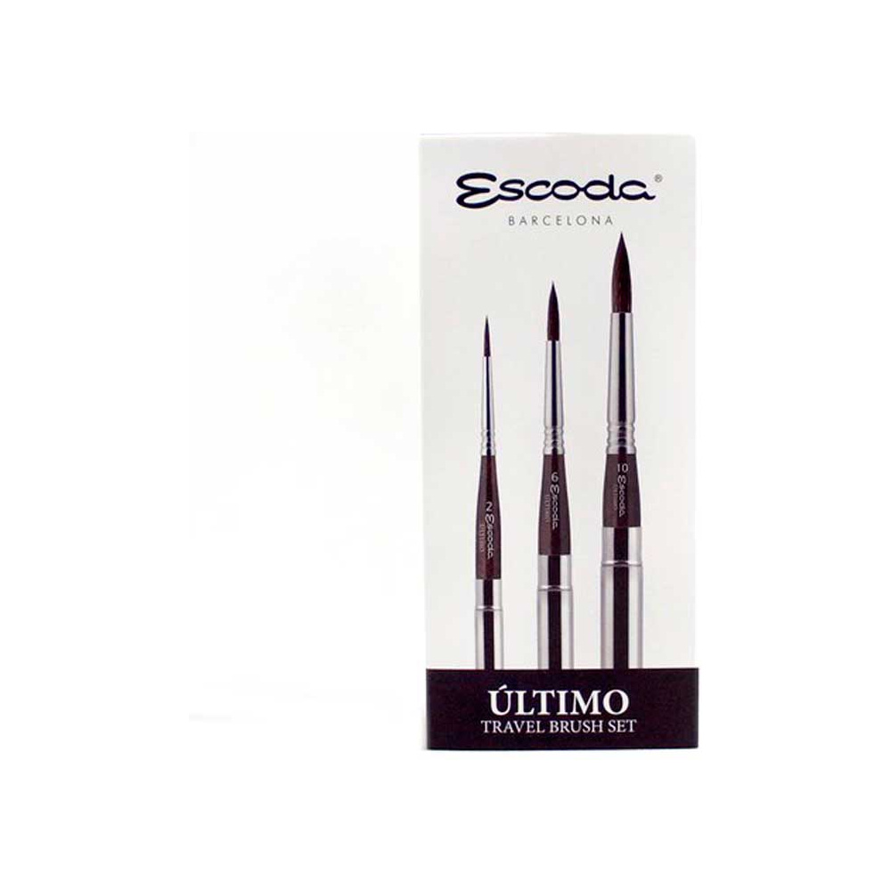 Набор кистей "Escoda Ultimo", имитация белки, круглая, складная №2, 6, 10