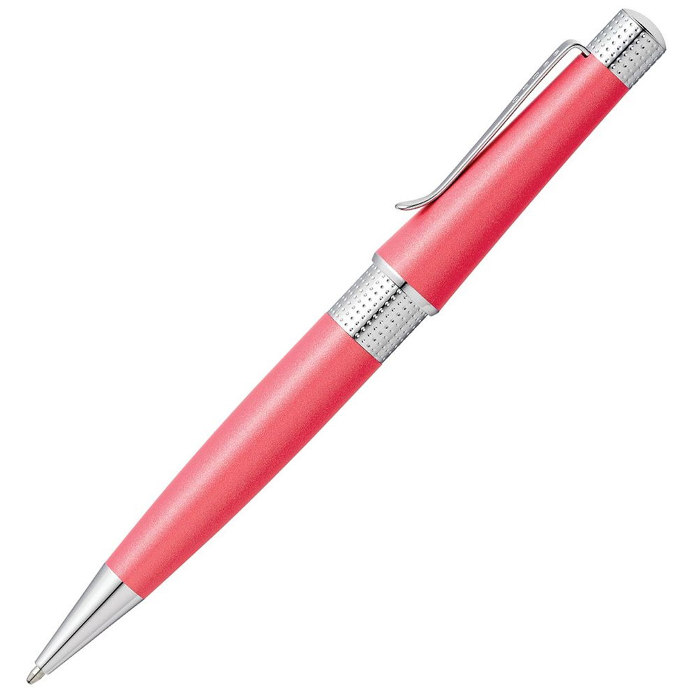 Ручка шариковая автоматическая "Cross Beverly Coral Pearlescent", 0.7 мм, коралловый, серебристый, стерж. черный - 2