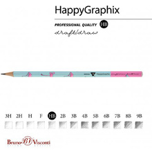 Карандаш чернографитный "HappyGraphix. Фламинго", HВ, без ластика, голубой, розовый