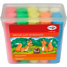 Мелки для асфальта "Мультики", 15 шт, ассорти