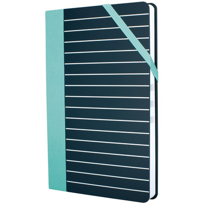 Блокнот "Medium Stripes", А5, 208 листов, клетка, голубой, черный - 2