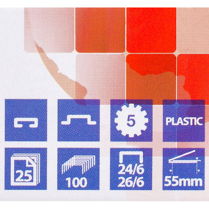 Скобосшиватель "Office Products", № 24/6, 26/6, 25 листов, синий, серый - 3