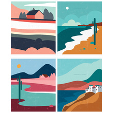 Тетрадь "Рисунки. landscape", А5, 48 листов, клетка, ассорти