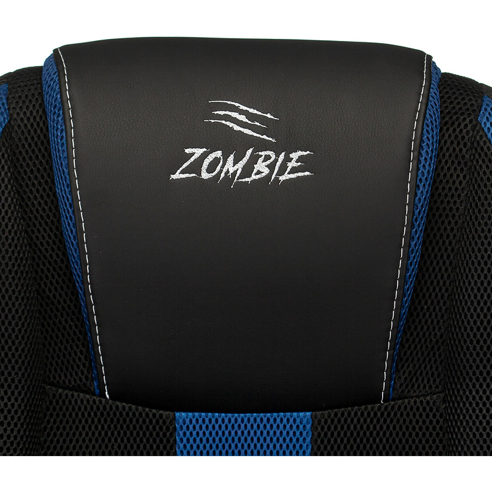 Кресло игровое "Бюрократ Zombie 9", текстиль, экокожа, пластик, черный, синий - 7