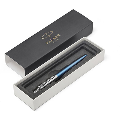 Ручка шариковая автоматическая "Parker Jotter Waterloo Blue CT", 0.7 мм, голубой, серебристый, стерж. синий - 3