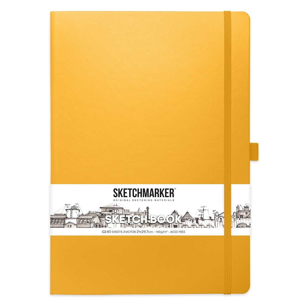 Скетчбук "Sketchmarker", 21x30 см, 140 г/м2, 80 листов, желтый