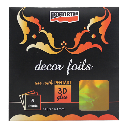 Трансферная поталь "Pentart hologram", 14x14 см, 5 листов, голографическое золото