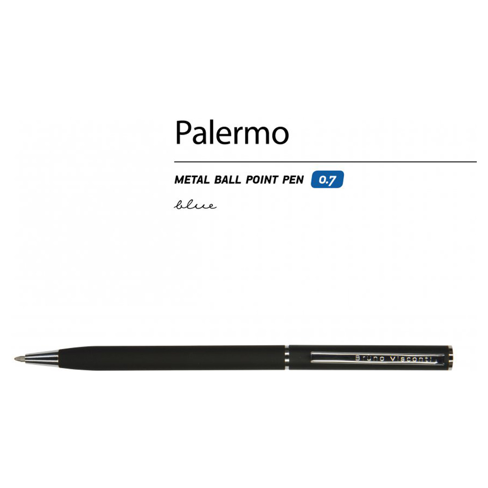 Ручка шариковая автоматическая "Palermo", 0.7 мм, черный, серебристый, стерж. синий - 3