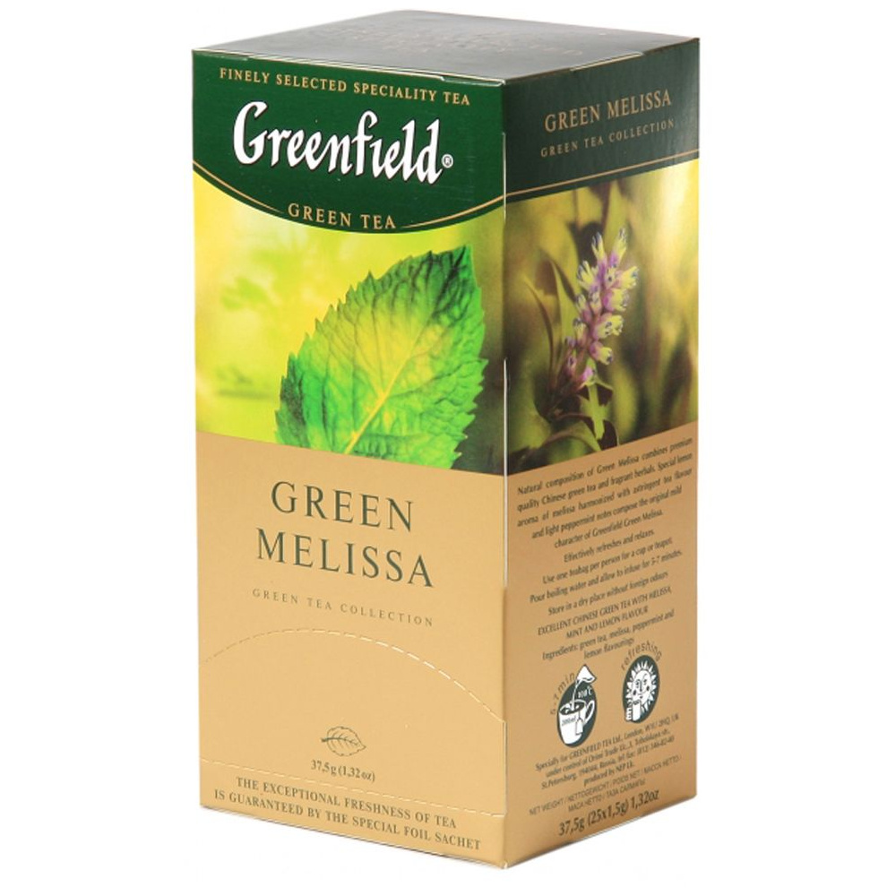 Чай "Greenfield" Green Melissa, 25 пакетиковx1.5 г, зеленый