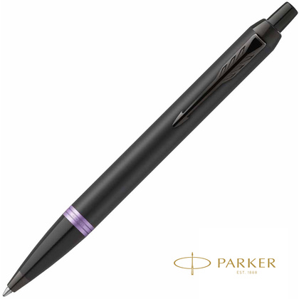 Ручка шариковая автоматическая Parker "IM Vibrant Rings K315", 0,7 мм, черный, фиолетовый, стерж. синий