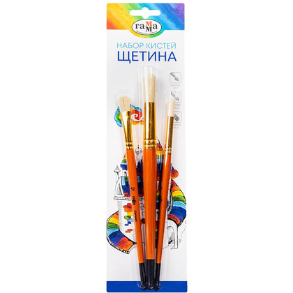 Набор кистей "Гамма", щетина, 3 шт