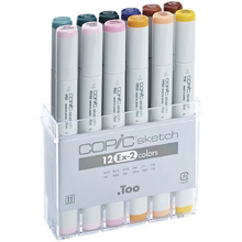 Набор маркеров перманентных "Copic Sketch" EX-2, 12 цветов