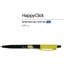 Ручка шариковая автоматическая "HappyClick. Ананас", 0.5 мм, черный, желтый, стерж. синий