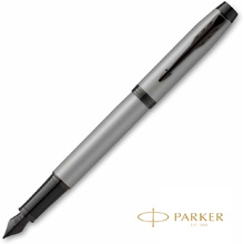 Ручка перьевая Parker "IM Achromatic F317", F, серый, черный, патрон синий