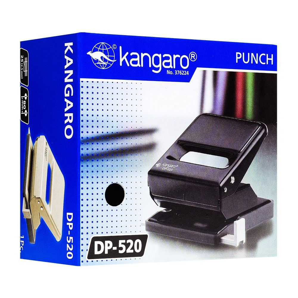 Дырокол Kangaro "DP-520", 25 листов, черный - 3