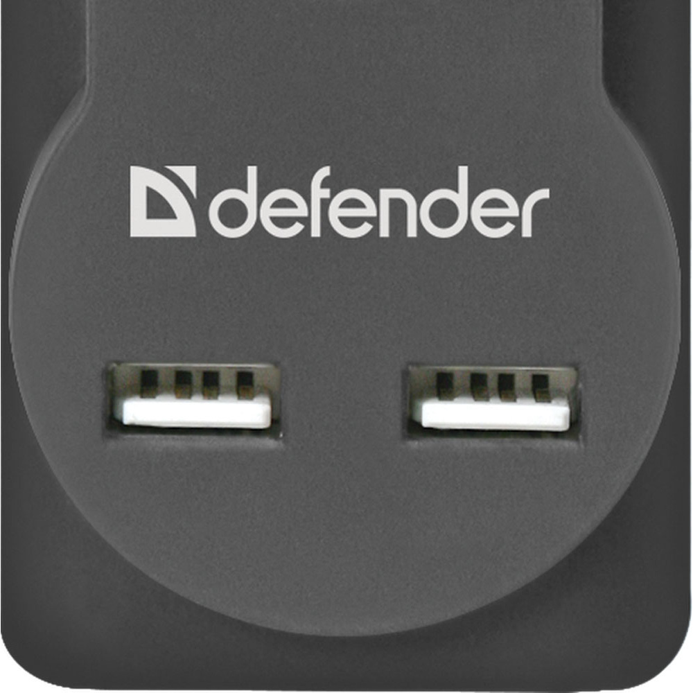 Сетевой фильтр "Defender DFS 751", 1.8 м, черный     - 3