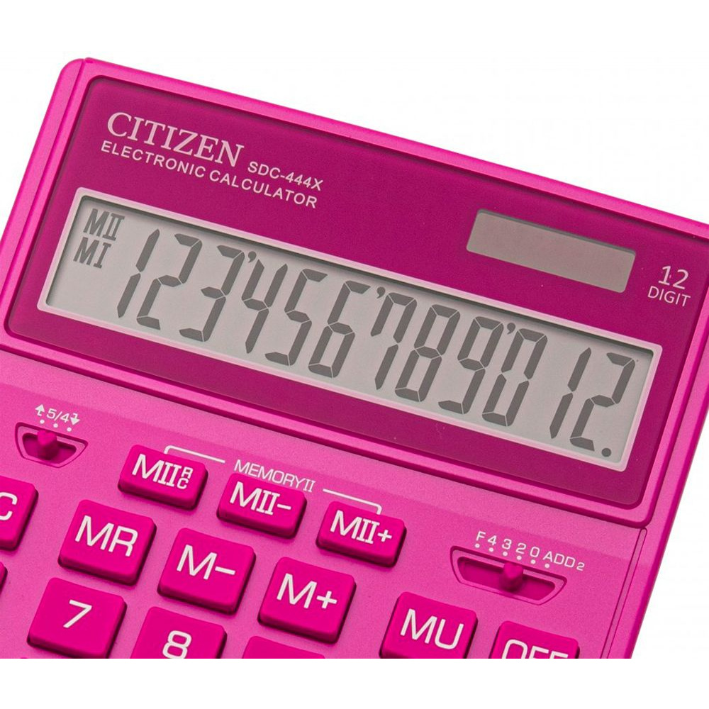Калькулятор настольный CITIZEN "SDC-444 XRPKE", 12-разрядный, розовый - 4