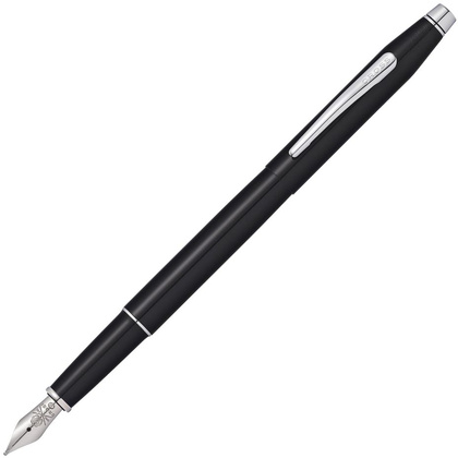 Ручка перьевая "Cross Classic Century Black Lacquer", M, черный, серебристый, патрон черный