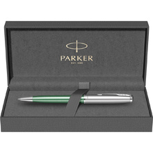 Ручка шариковая автоматическая Parker "Sonnet Essential SB K545", 0,7 мм, серебристый, зеленый, стерж. черный