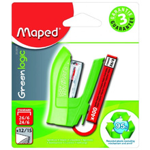 Скобосшиватель Maped "Greenlogic", № 24/6, 26/6, 12-15 листов, ассорти