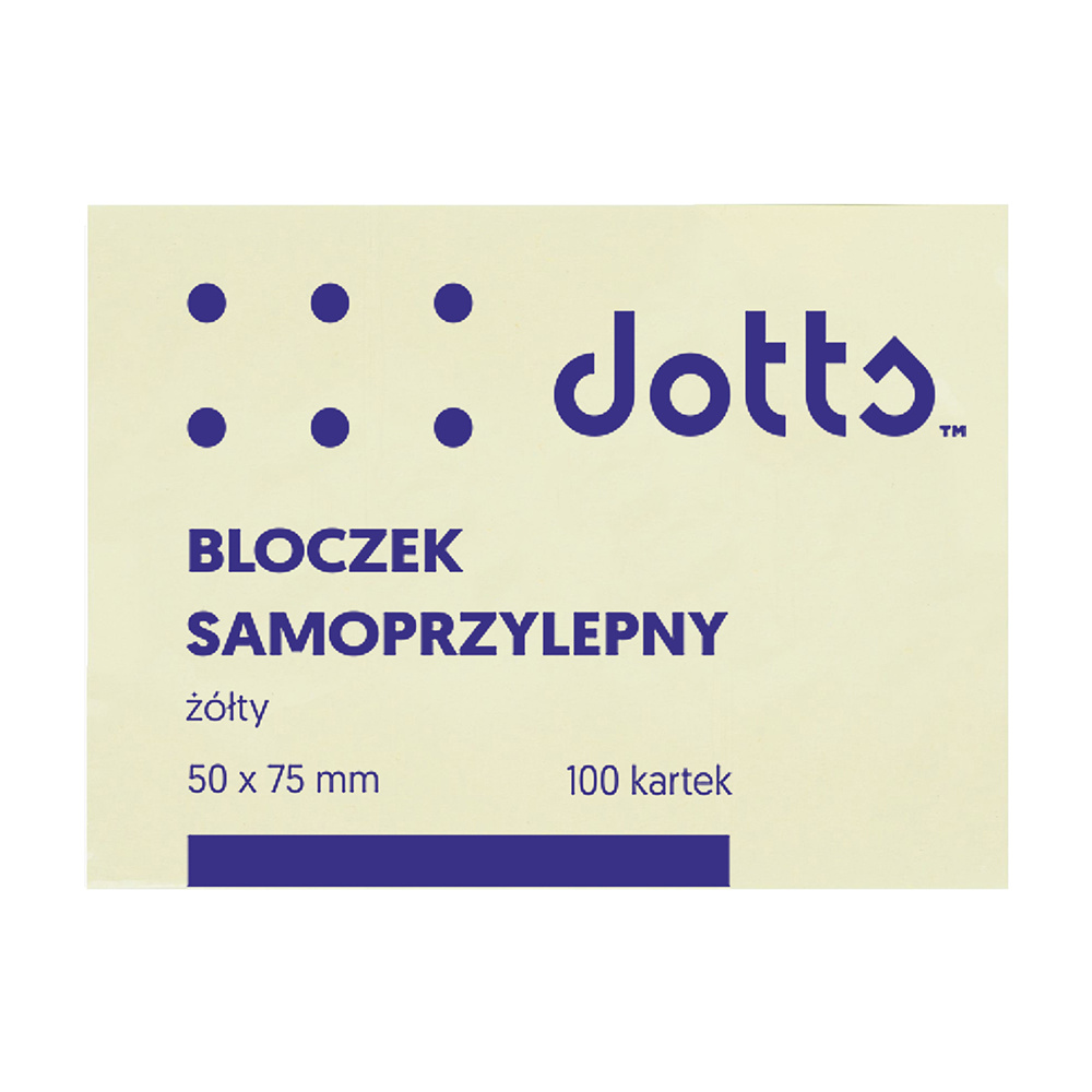 Бумага для заметок на клейкой основе "Dotts", 50x75 мм, 100 листов, желтый