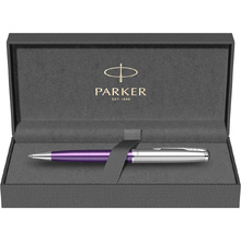 Ручка шариковая автоматическая Parker "Sonnet Essential SB K545", 0,7 мм, серебристый, фиолетовый, стерж. черный