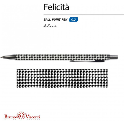 Ручка шариковая автоматическая "Felicita Black&White. Модный паттерн", 0.7 мм, белый, черный, стерж. синий - 4