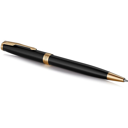 Ручка шариковая автоматическая Parker "Sonnet Lacquer Deep Black GT", 0.7 мм, черный, золотистый, стерж. черный - 2